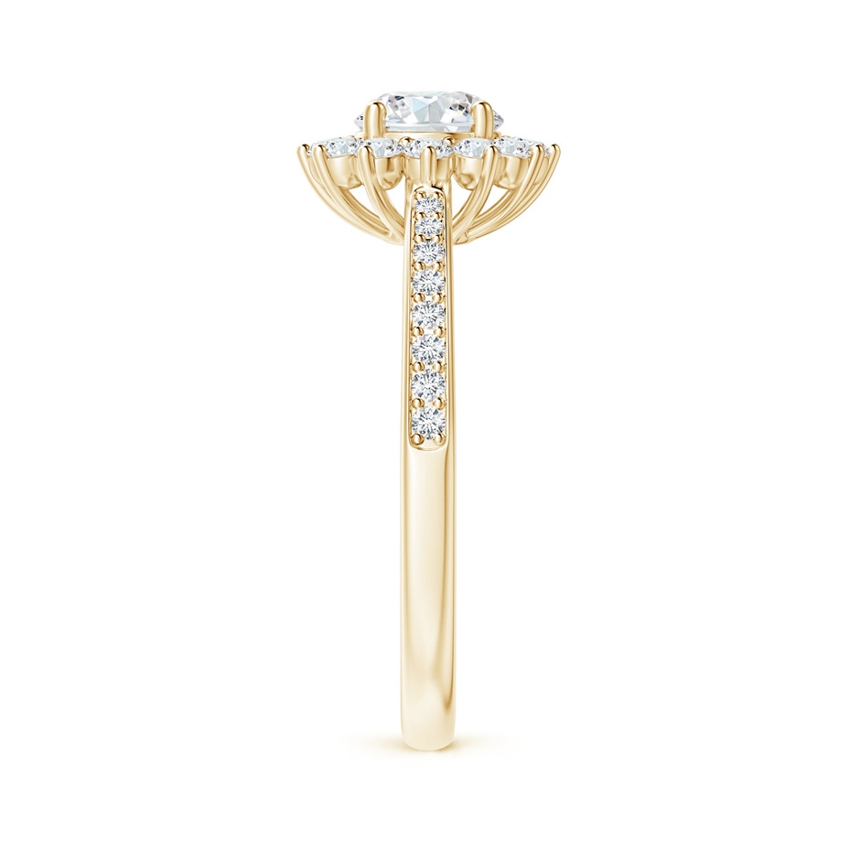 5.4mm GVS2 Classic Floral Halo Round Diamond Ring with Accents in Yellow Gold side-2