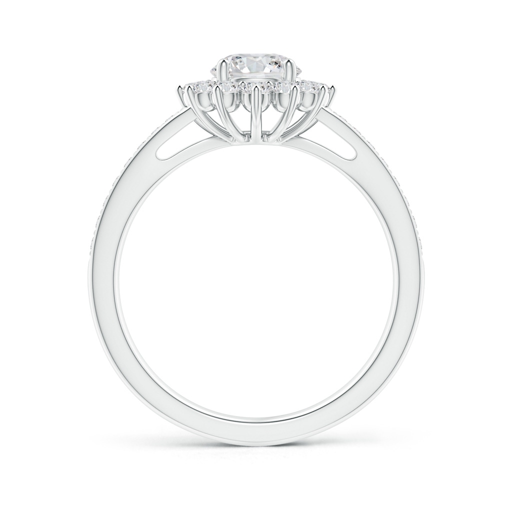 5.4mm HSI2 Classic Floral Halo Round Diamond Ring with Accents in White Gold Side-1