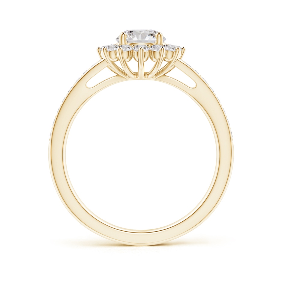5.4mm IJI1I2 Classic Floral Halo Round Diamond Ring with Accents in Yellow Gold side-1