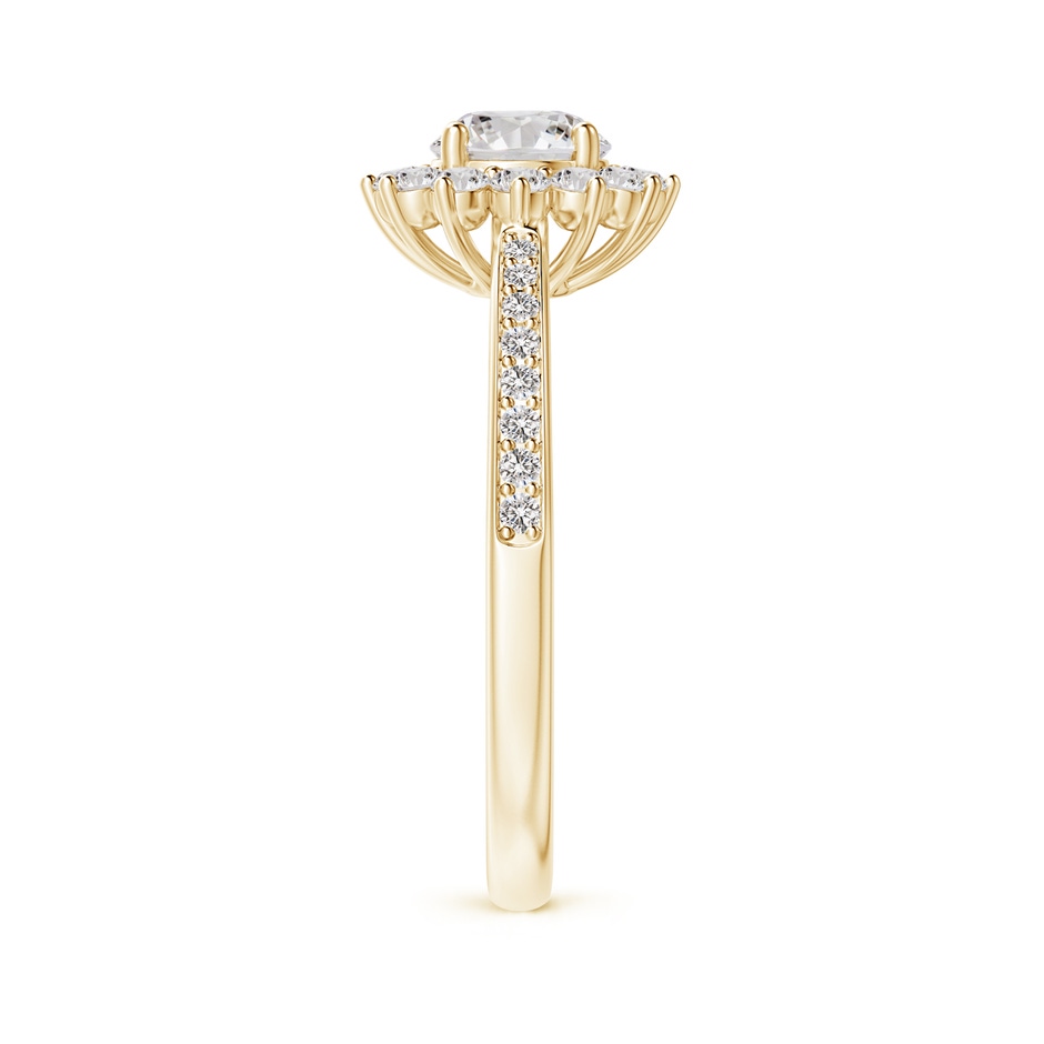 5.4mm IJI1I2 Classic Floral Halo Round Diamond Ring with Accents in Yellow Gold side-2