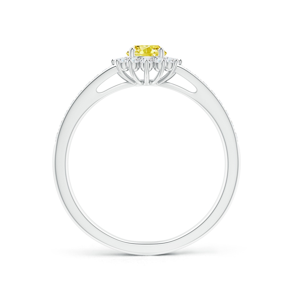 4.2mm AAAA Classic Floral Halo Round Fancy Intense Yellow Diamond Ring with Accents in P950 Platinum side 199