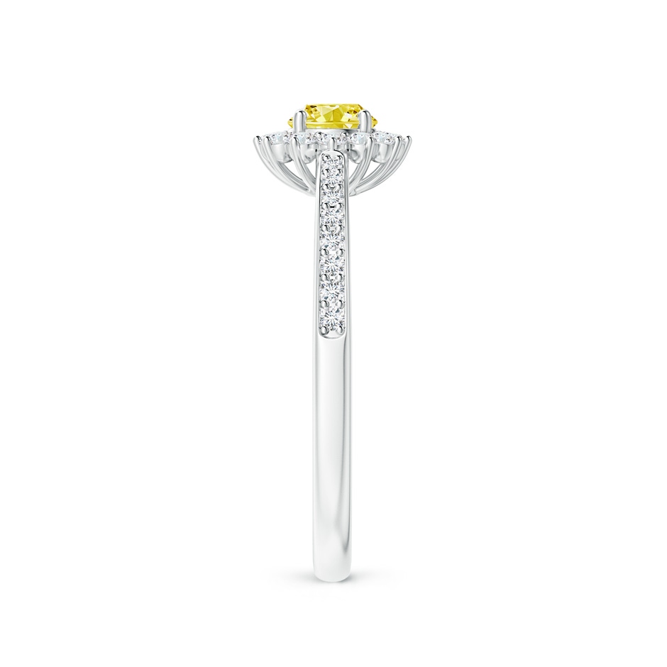 4.2mm AAAA Classic Floral Halo Round Fancy Intense Yellow Diamond Ring with Accents in P950 Platinum side 299