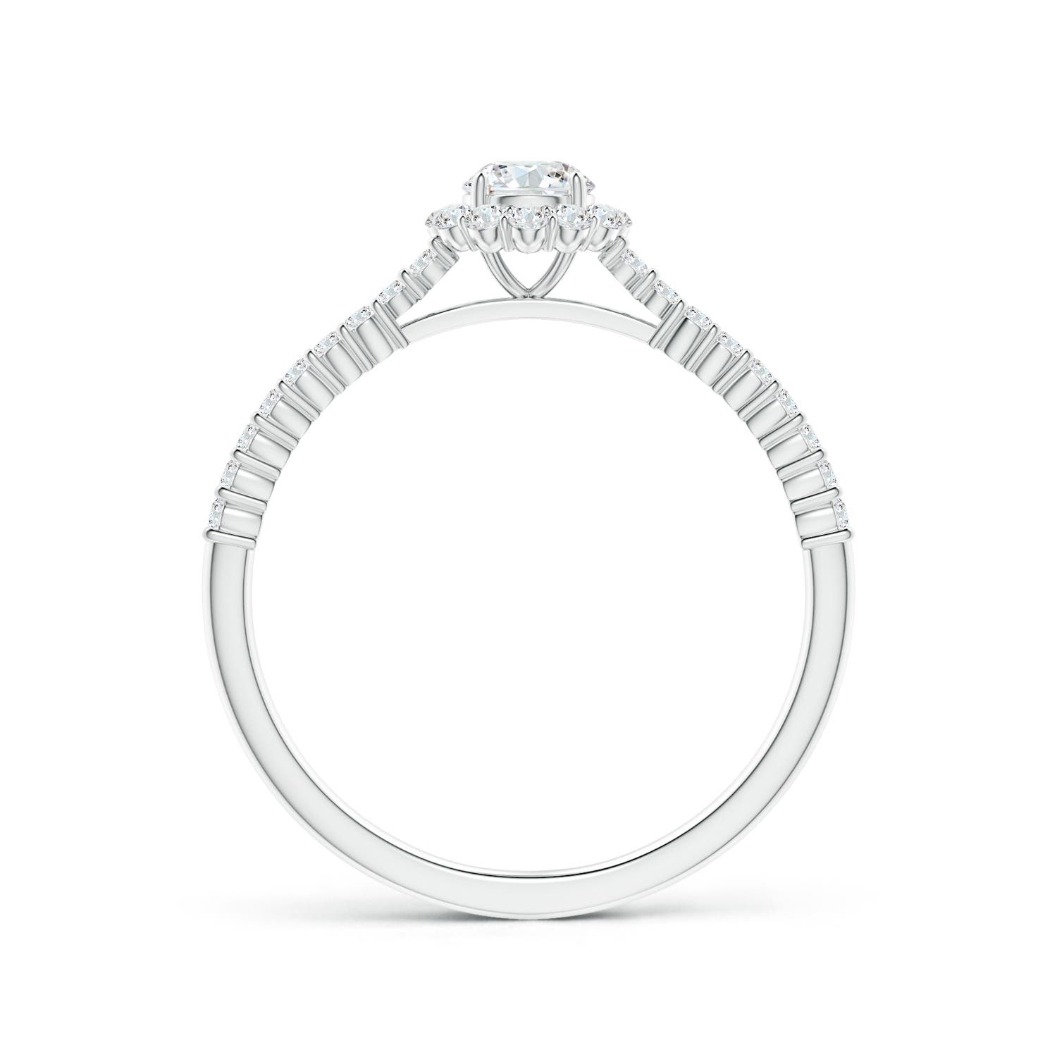 4.1mm GVS2 Classic Round Diamond Halo Ring with Accents in P950 Platinum