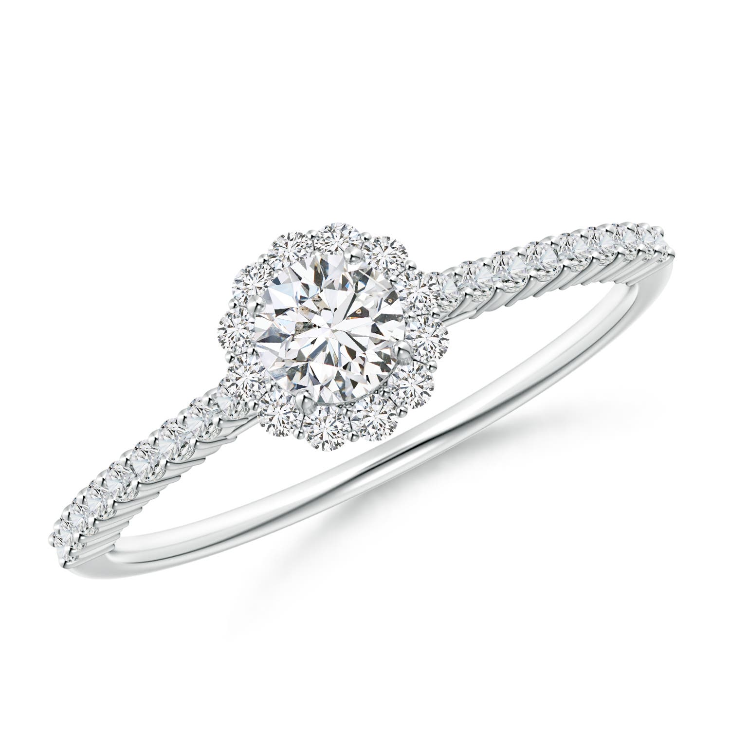 4.1mm HSI2 Classic Round Diamond Halo Ring with Accents in P950 Platinum