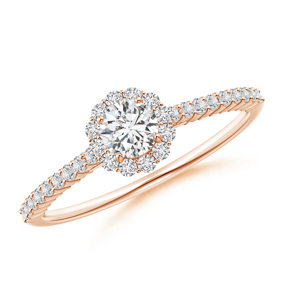 4.1mm HSI2 Classic Round Diamond Halo Ring with Accents in Rose Gold 