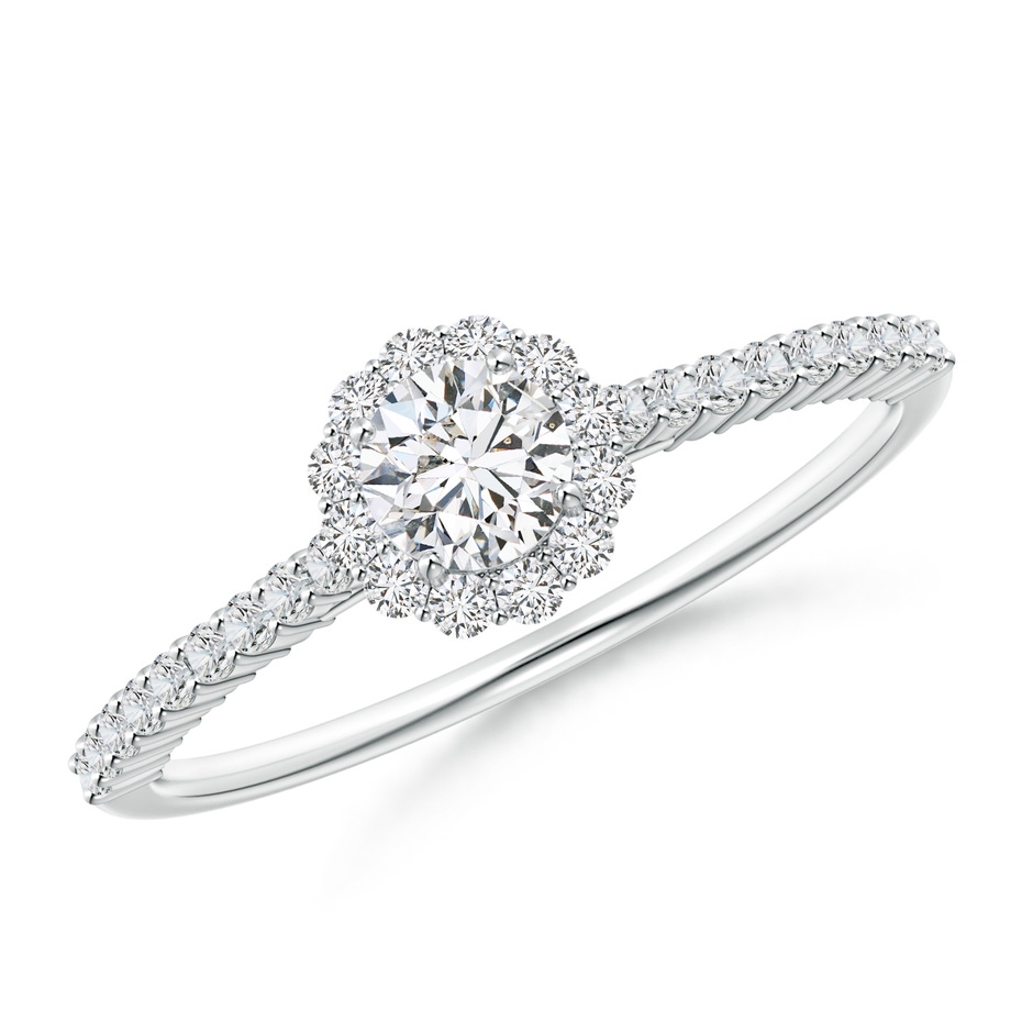 4.1mm HSI2 Classic Round Diamond Halo Ring with Accents in White Gold 