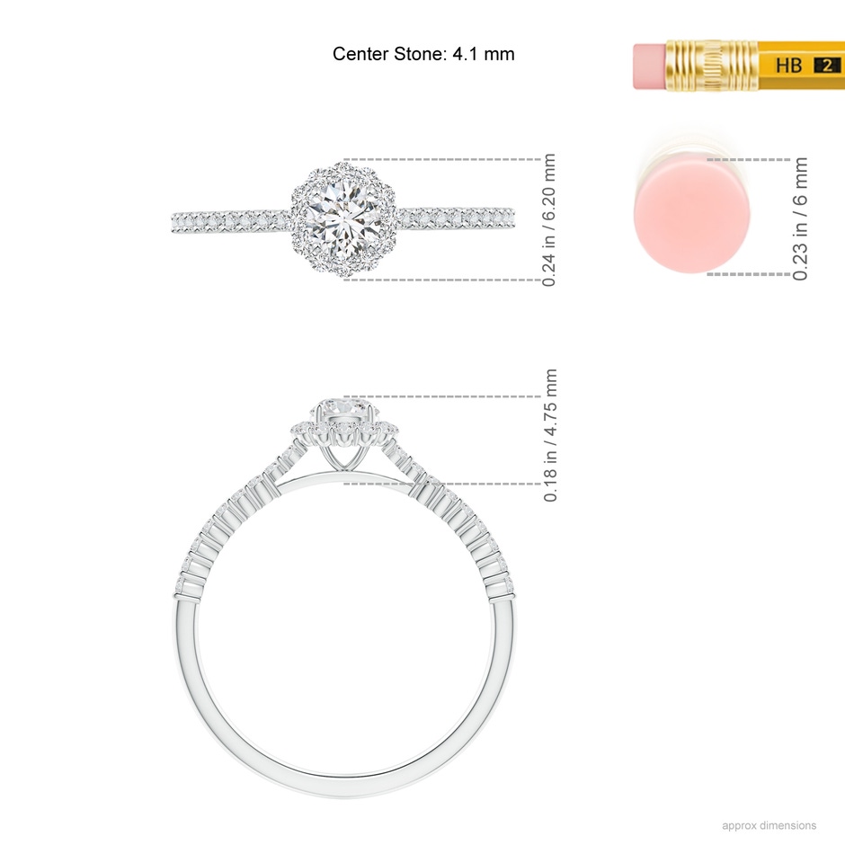 4.1mm HSI2 Classic Round Diamond Halo Ring with Accents in White Gold ruler