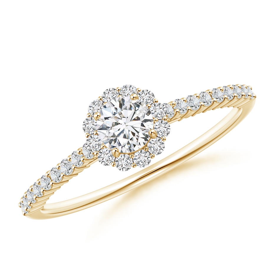 4.1mm HSI2 Classic Round Diamond Halo Ring with Accents in Yellow Gold 