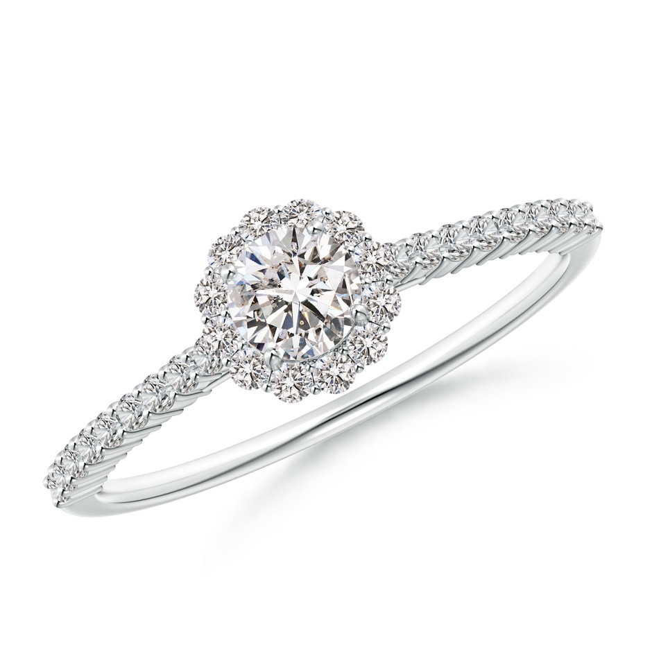 4.1mm IJI1I2 Classic Round Diamond Halo Ring with Accents in White Gold 