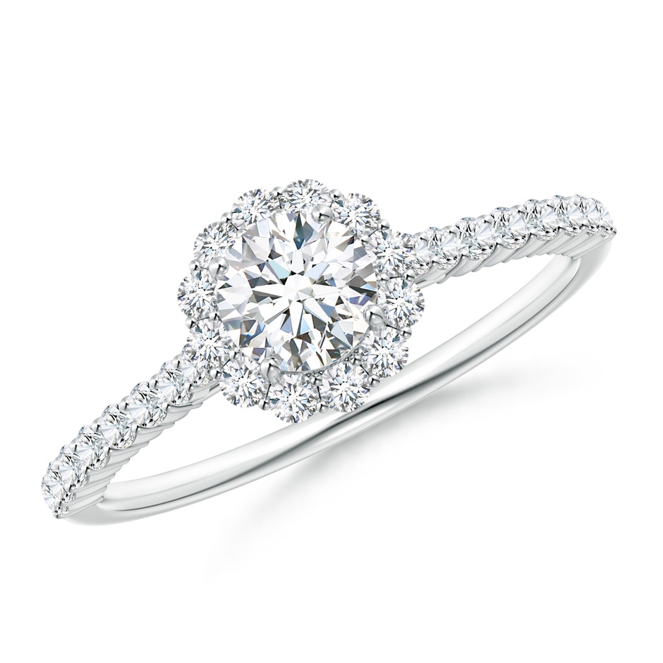 4.8mm GVS2 Classic Round Diamond Halo Ring with Accents in P950 Platinum 