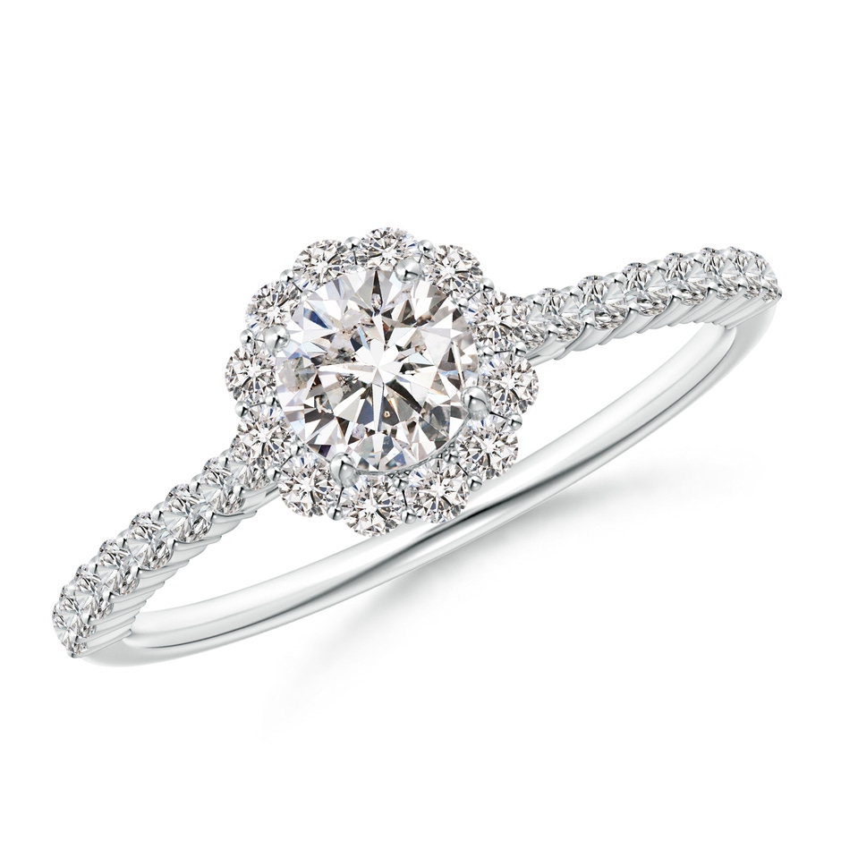 4.8mm IJI1I2 Classic Round Diamond Halo Ring with Accents in White Gold 