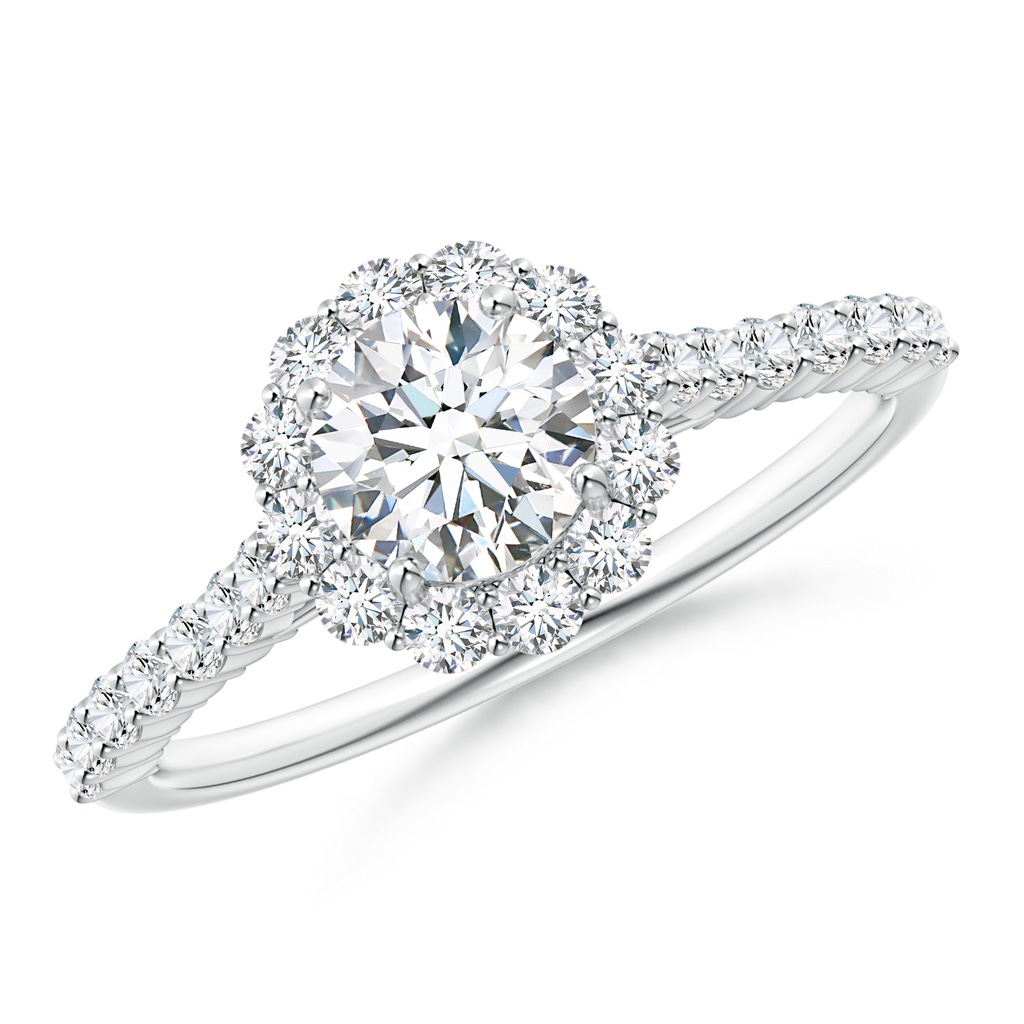 5.5mm GVS2 Classic Round Diamond Halo Ring with Accents in P950 Platinum 