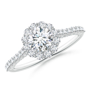 5.5mm GVS2 Classic Round Diamond Halo Ring with Accents in P950 Platinum