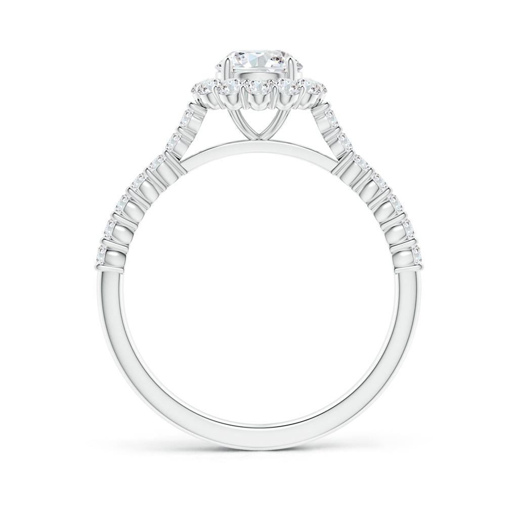 5.5mm GVS2 Classic Round Diamond Halo Ring with Accents in P950 Platinum Side-1