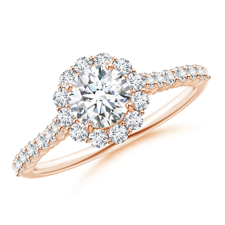 5.5mm GVS2 Classic Round Diamond Halo Ring with Accents in Rose Gold 