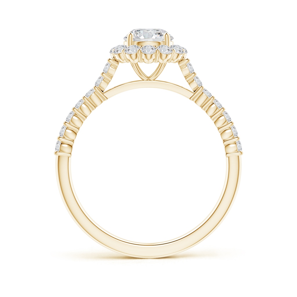 5.5mm HSI2 Classic Round Diamond Halo Ring with Accents in Yellow Gold Side-1