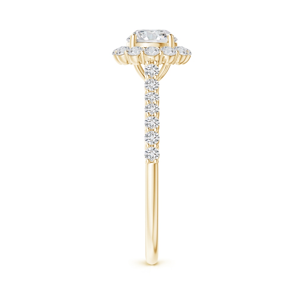 5.5mm HSI2 Classic Round Diamond Halo Ring with Accents in Yellow Gold Side-2