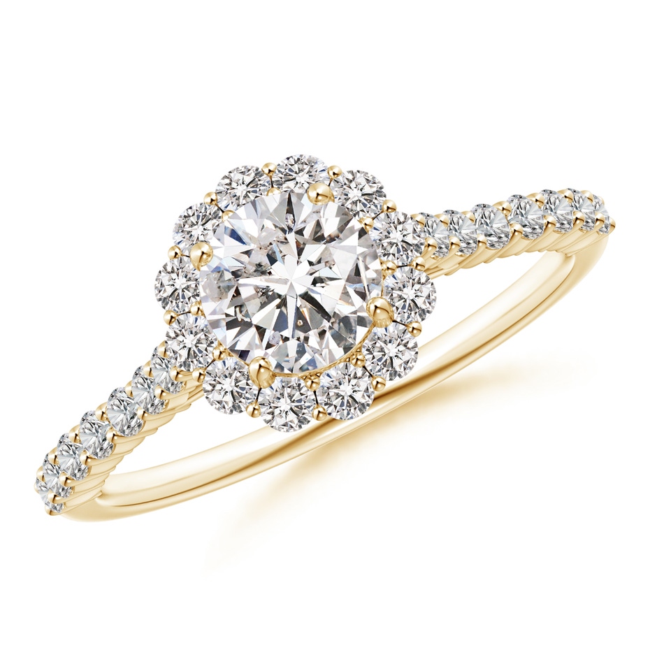 5.5mm IJI1I2 Classic Round Diamond Halo Ring with Accents in Yellow Gold 