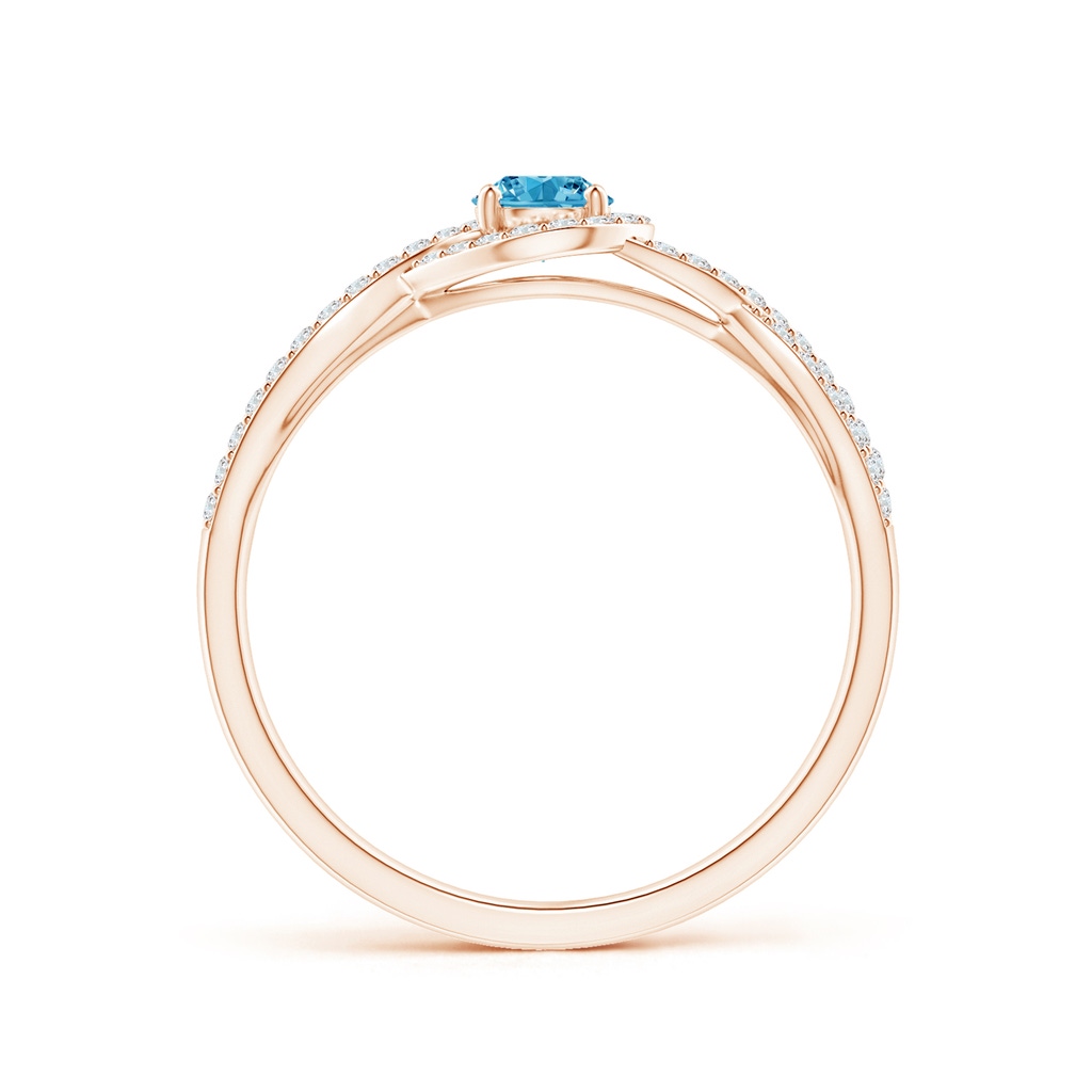 4mm AAAA Criss Cross Infinity Halo Fancy Intense Blue Diamond Ring in Rose Gold - side 199