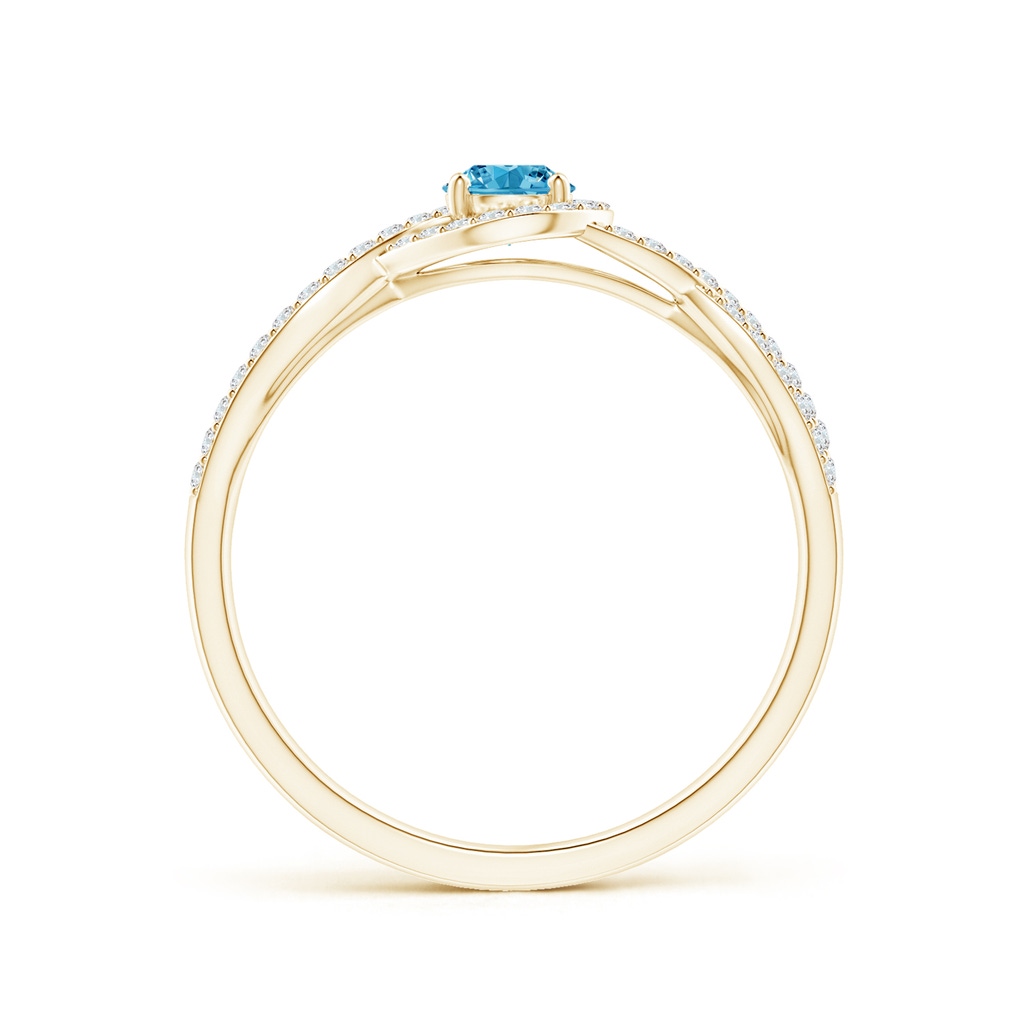 4mm AAAA Criss Cross Infinity Halo Fancy Intense Blue Diamond Ring in Yellow Gold - side 199