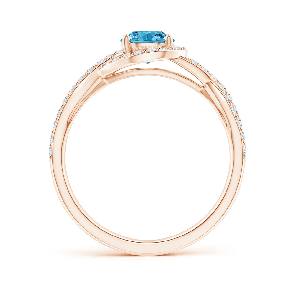 5.6mm AAAA Criss Cross Infinity Halo Fancy Intense Blue Diamond Ring in Rose Gold side 199