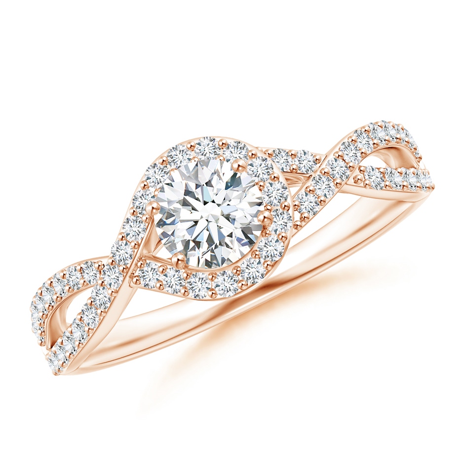 4.9mm GVS2 Criss Cross Infinity Halo Diamond Ring in Rose Gold 