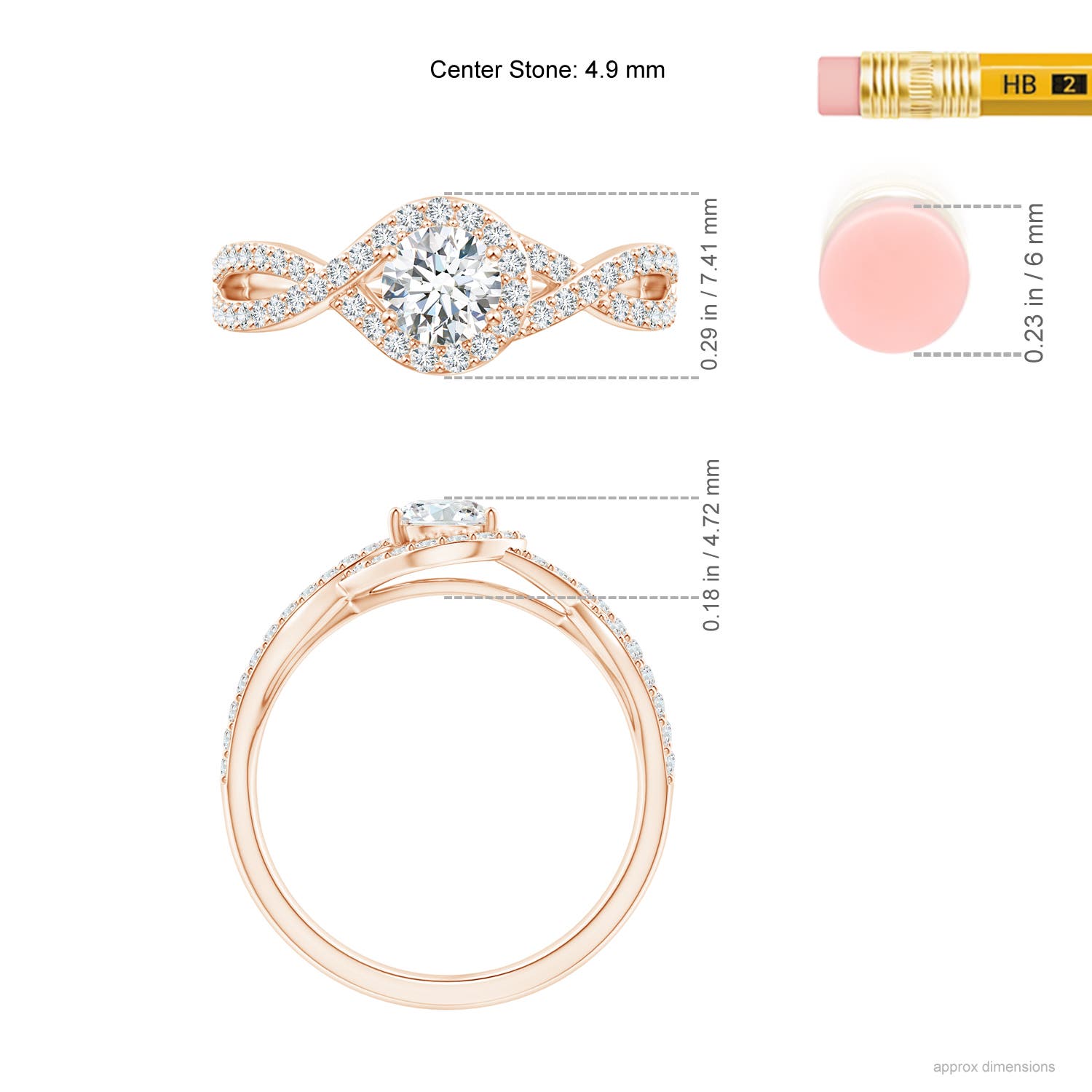 G, VS2 / 0.74 CT / 14 KT Rose Gold