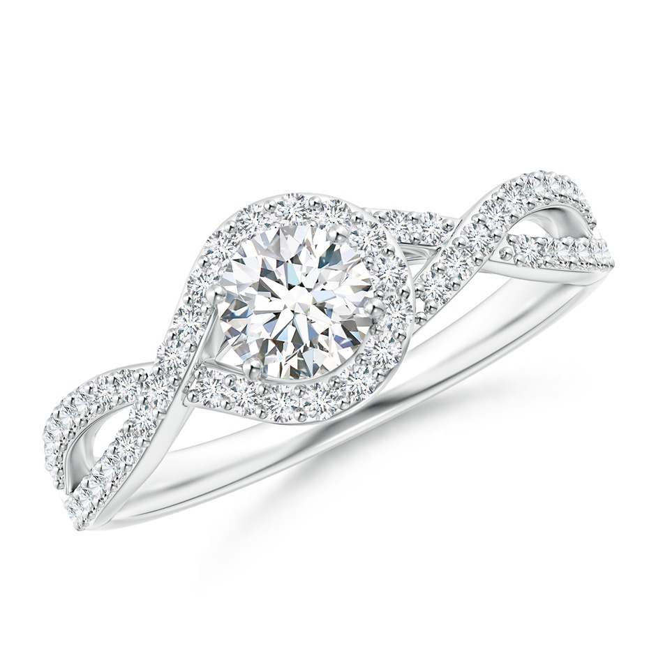 4.9mm GVS2 Criss Cross Infinity Halo Diamond Ring in White Gold 
