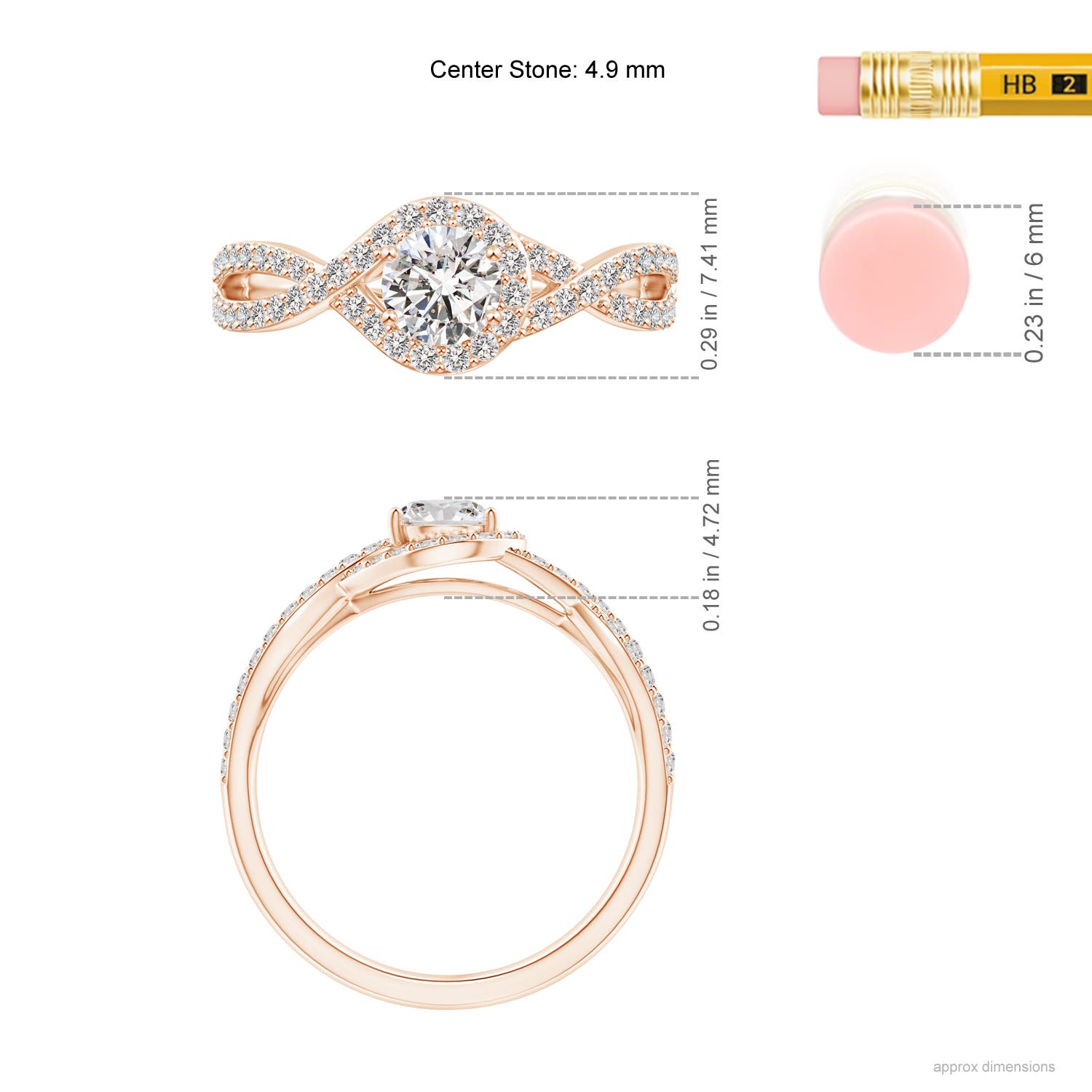 I-J, I1-I2 / 0.74 CT / 14 KT Rose Gold