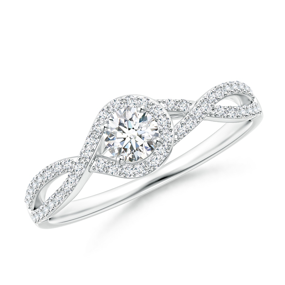 4mm GVS2 Criss Cross Infinity Halo Diamond Ring in White Gold 