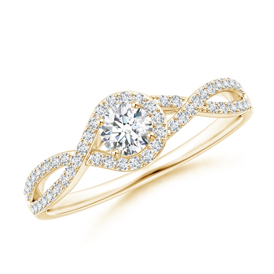 4mm GVS2 Criss Cross Infinity Halo Diamond Ring in Yellow Gold 