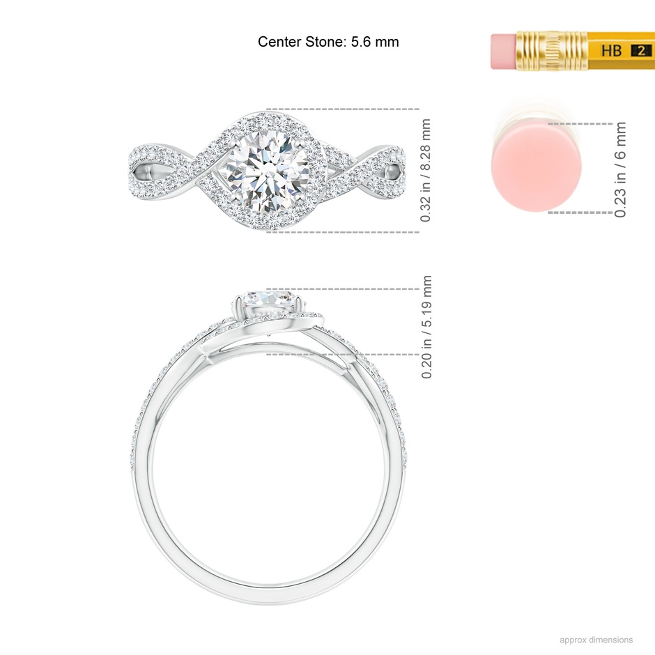 5.6mm GVS2 Criss Cross Infinity Halo Diamond Ring in P950 Platinum ruler