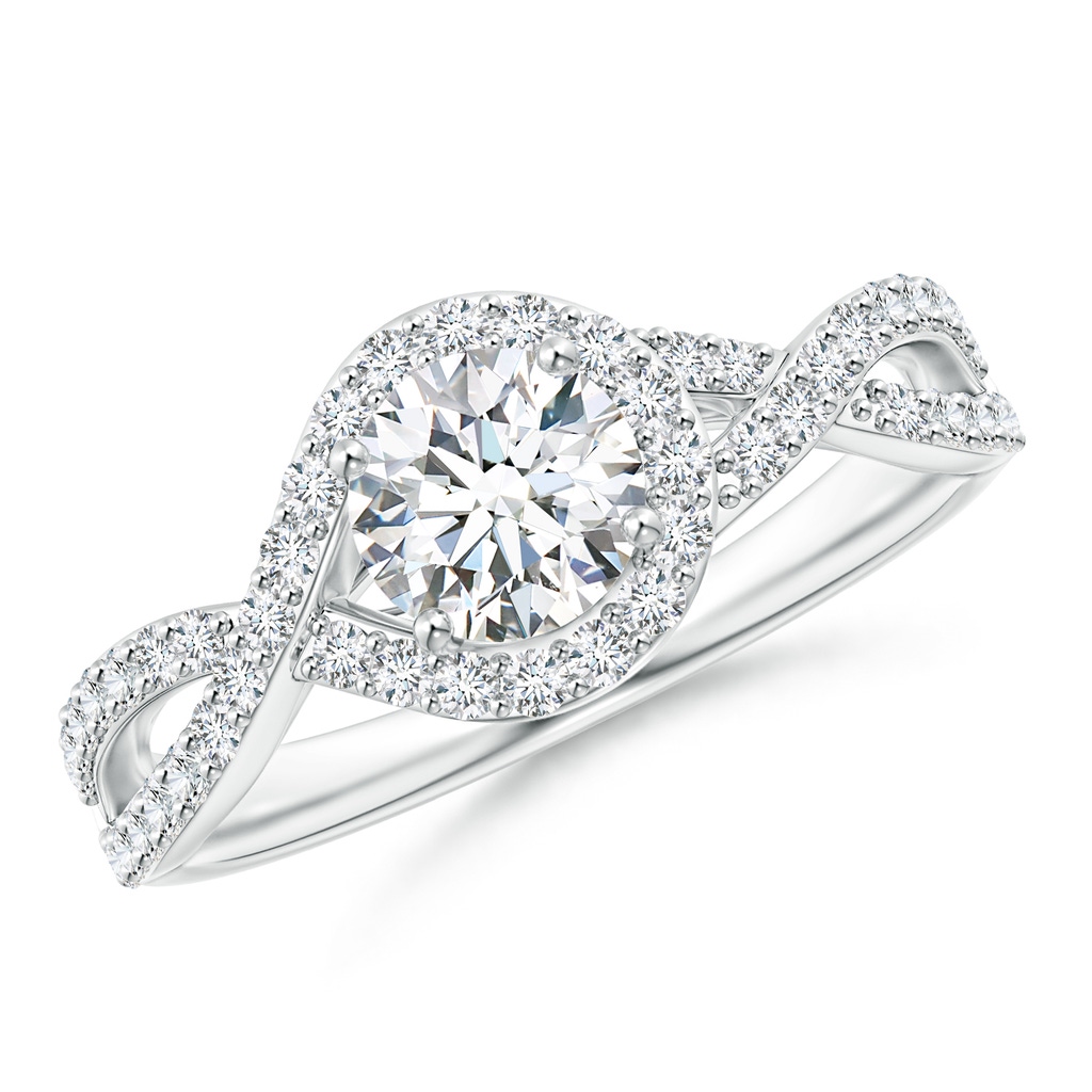 5.6mm GVS2 Criss Cross Infinity Halo Diamond Ring in White Gold