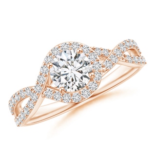 5.6mm HSI2 Criss Cross Infinity Halo Diamond Ring in Rose Gold