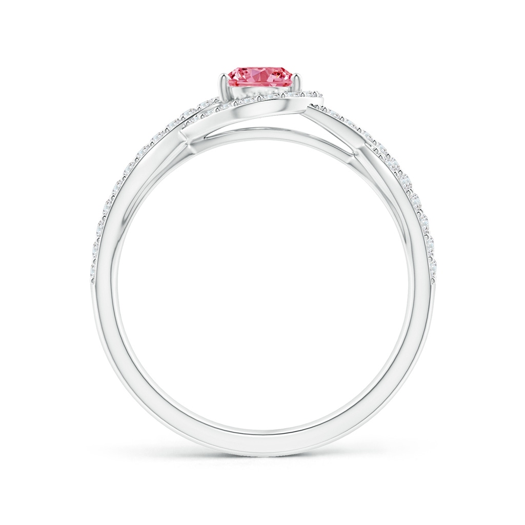 4.9mm AAAA Criss Cross Infinity Halo Fancy Intense Pink Diamond Ring in White Gold - side 199