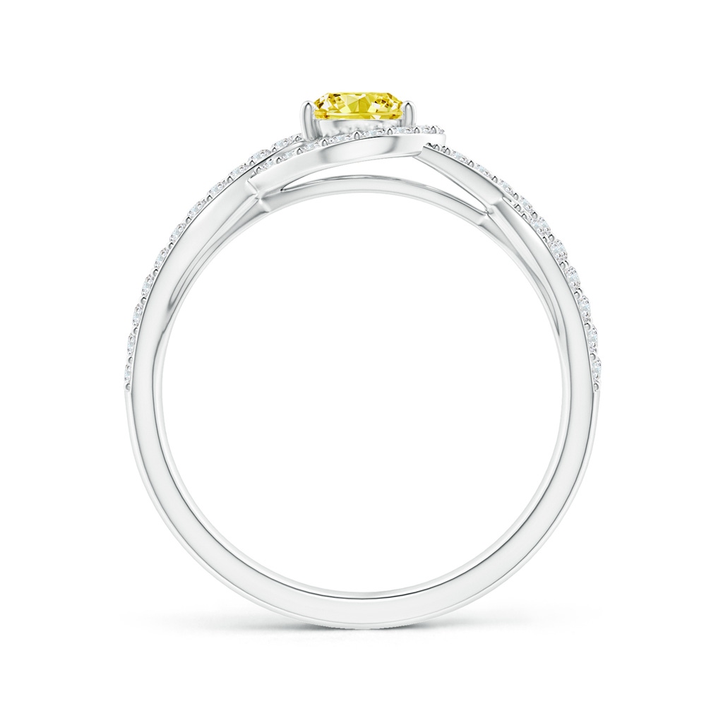 4.9mm AAAA Criss Cross Infinity Halo Fancy Intense Yellow Diamond Ring in White Gold - side 199