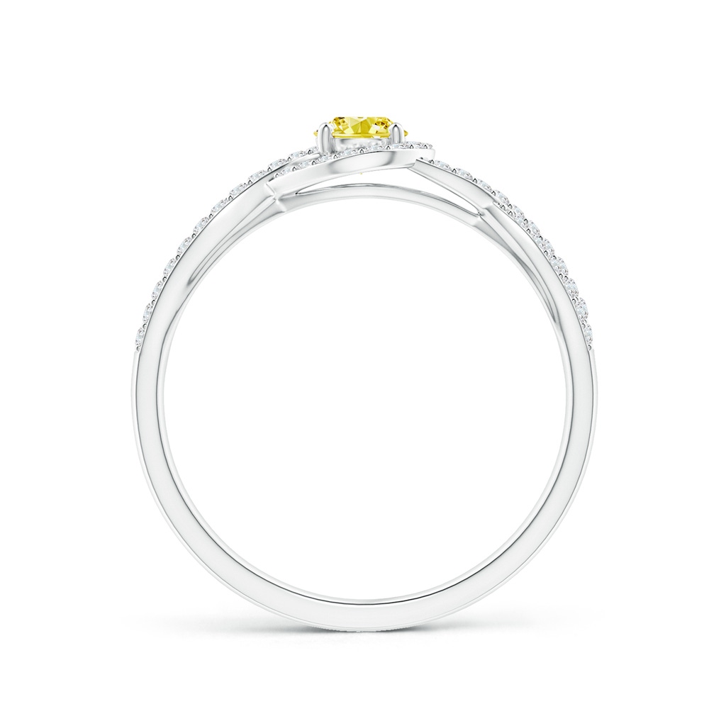 4mm AAAA Criss Cross Infinity Halo Fancy Intense Yellow Diamond Ring in P950 Platinum - side 199