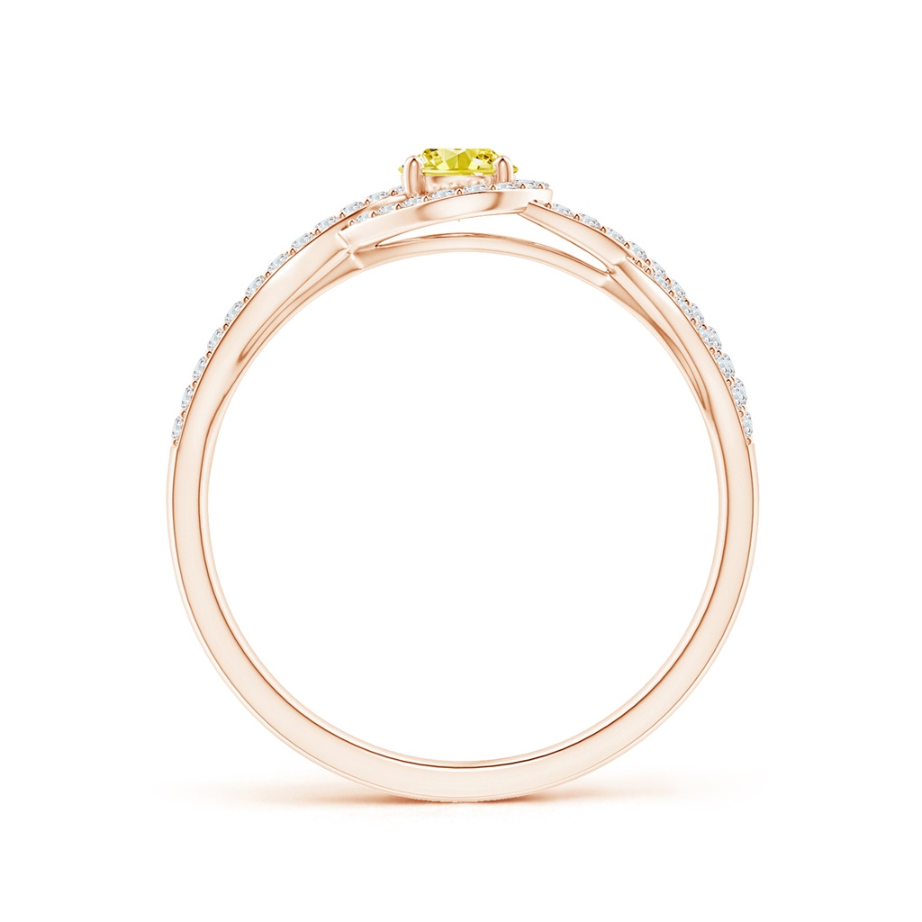 4mm AAAA Criss Cross Infinity Halo Fancy Intense Yellow Diamond Ring in Rose Gold - side 199