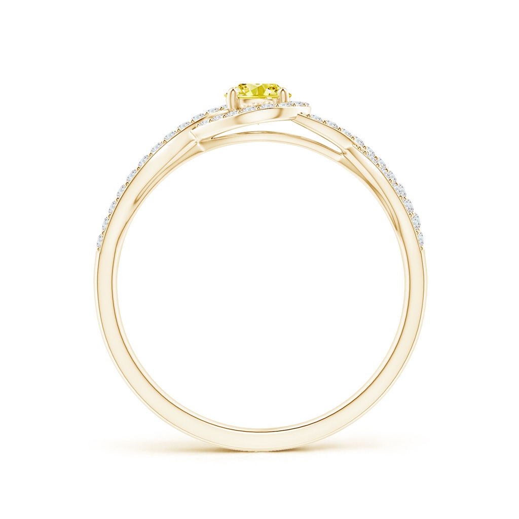 4mm AAAA Criss Cross Infinity Halo Fancy Intense Yellow Diamond Ring in Yellow Gold - side 199