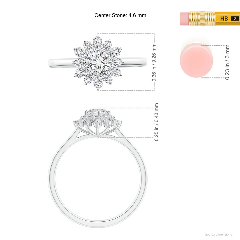 4.6mm HSI2 Classic Double Floral Halo Diamond Ring in P950 Platinum ruler