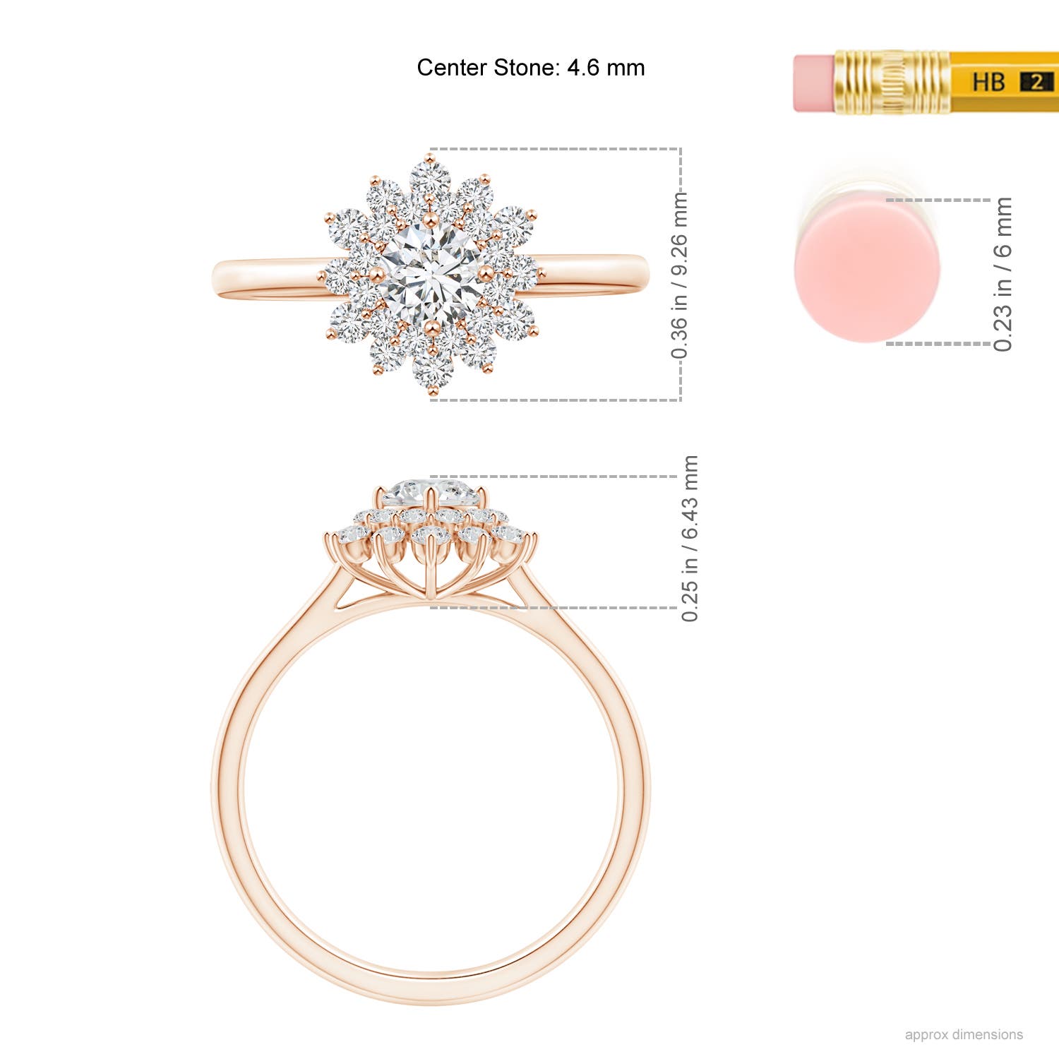 H, SI2 / 0.76 CT / 14 KT Rose Gold