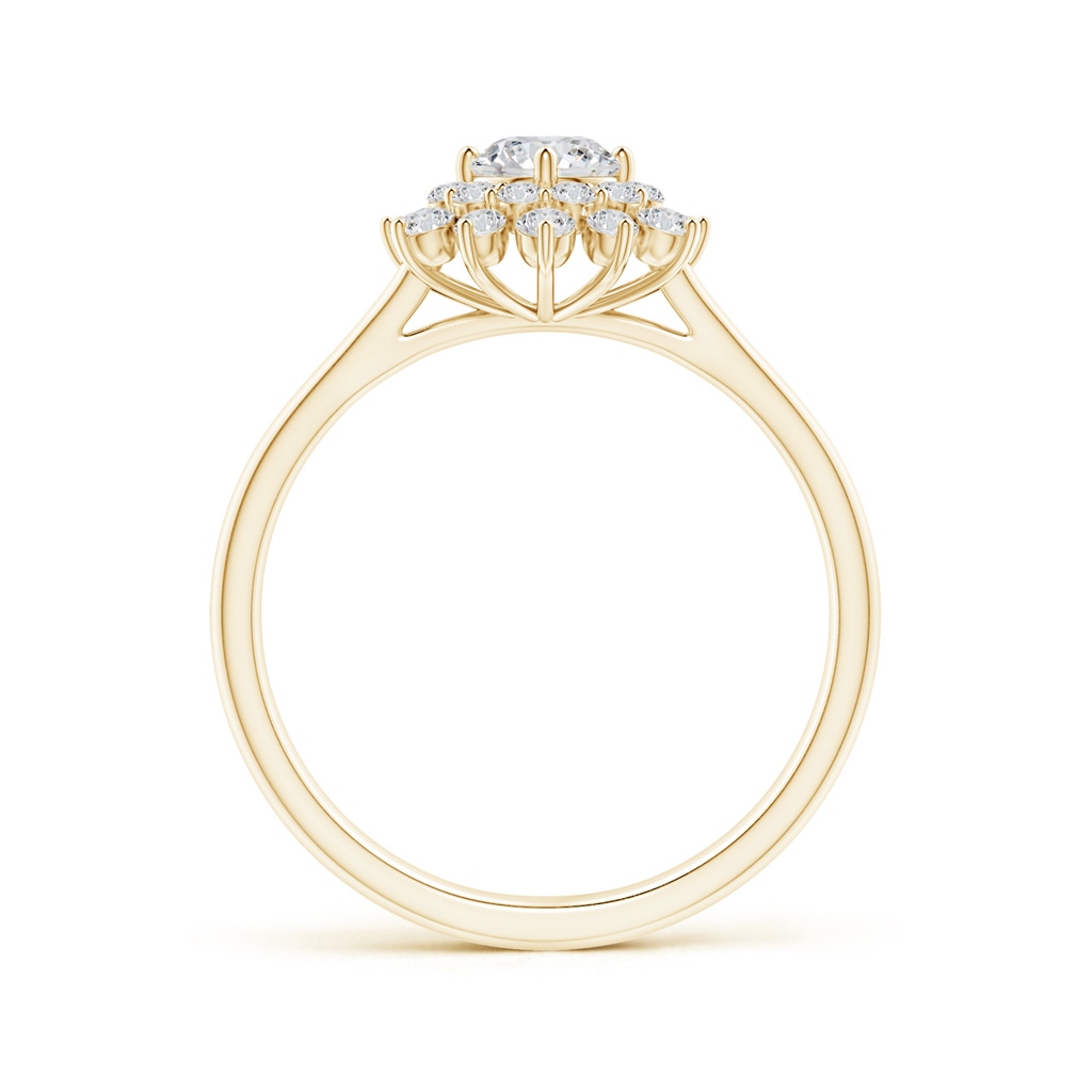 4.6mm HSI2 Classic Double Floral Halo Diamond Ring in Yellow Gold Side-1