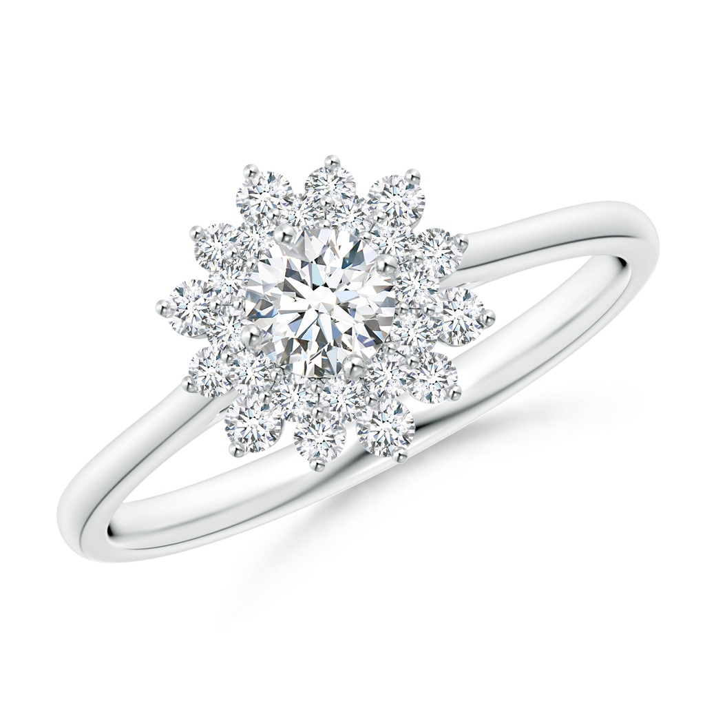 4mm GVS2 Classic Double Floral Halo Diamond Ring in P950 Platinum