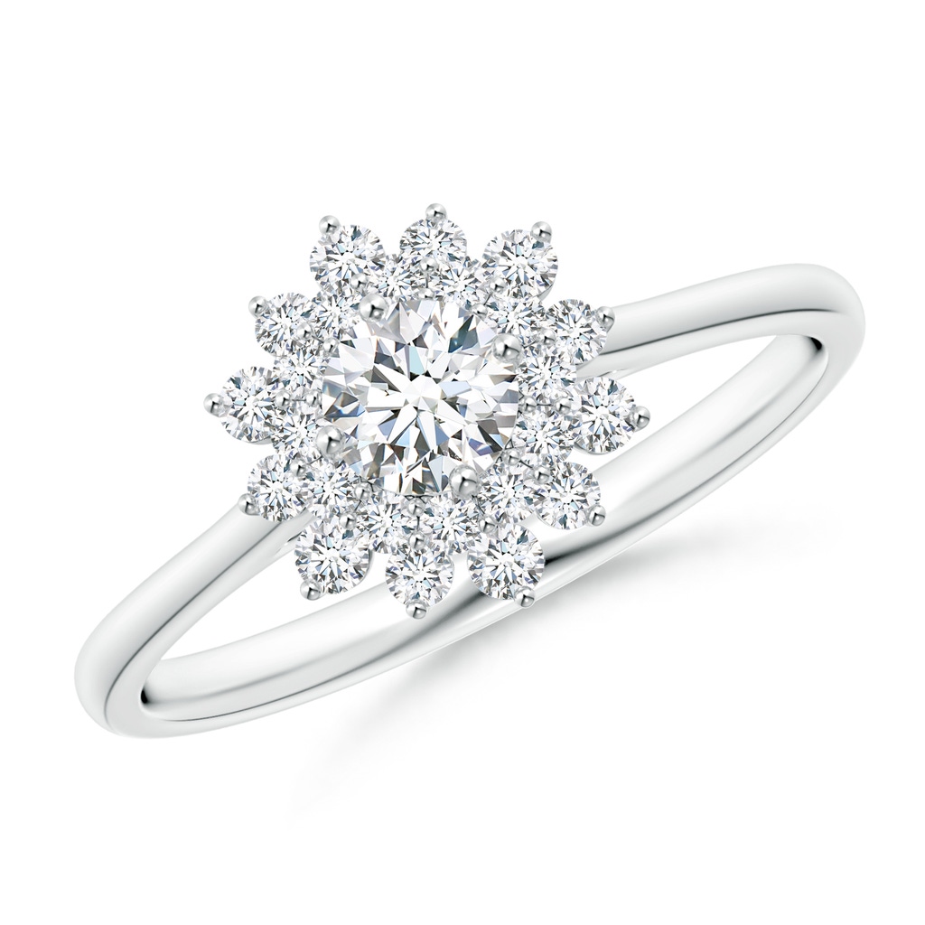 4mm GVS2 Classic Double Floral Halo Diamond Ring in White Gold