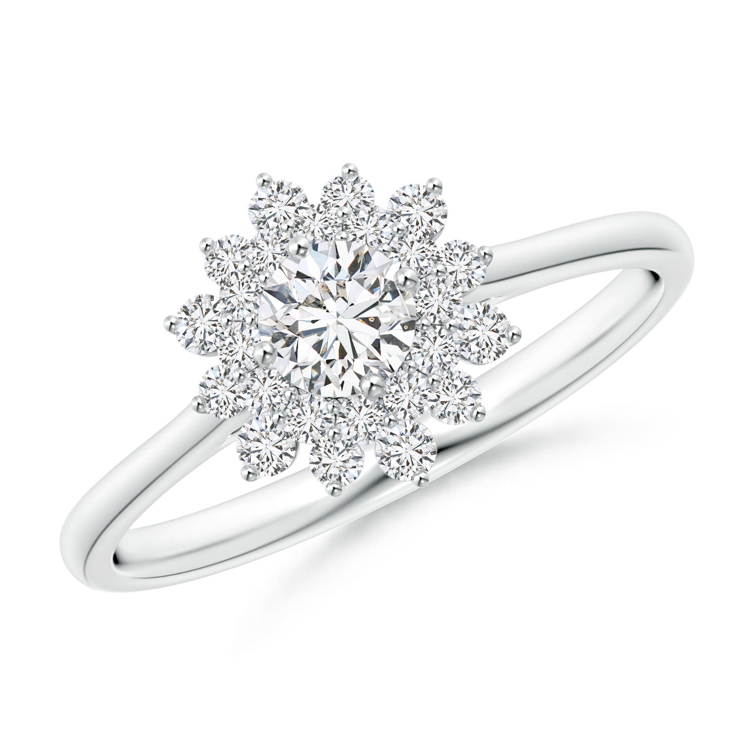 4mm HSI2 Classic Double Floral Halo Diamond Ring in P950 Platinum