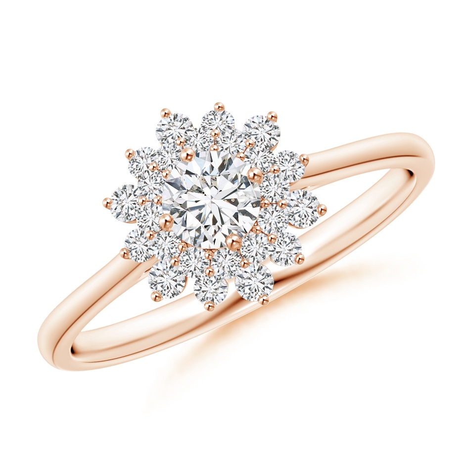 4mm HSI2 Classic Double Floral Halo Diamond Ring in Rose Gold 