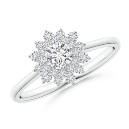 4mm HSI2 Classic Double Floral Halo Diamond Ring in White Gold