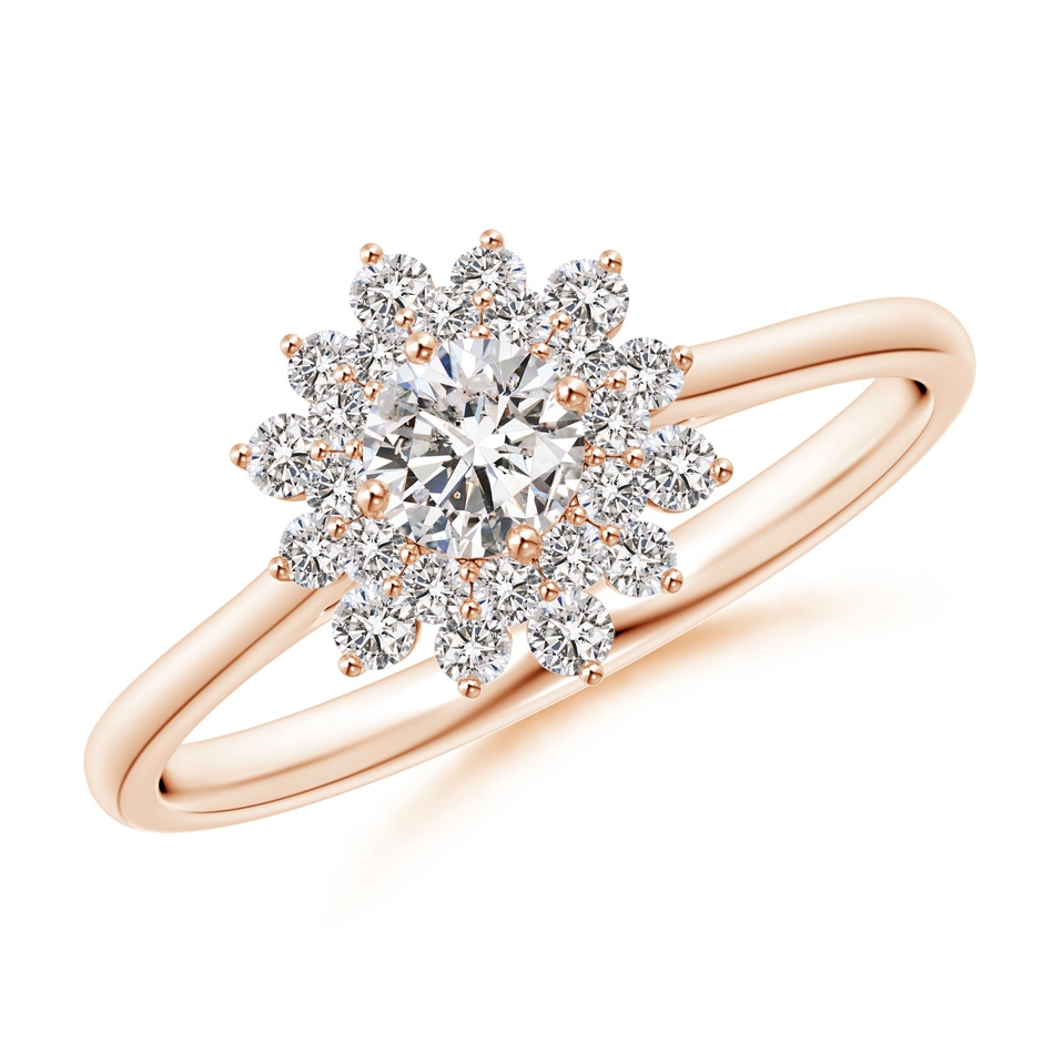 4mm IJI1I2 Classic Double Floral Halo Diamond Ring in Rose Gold 