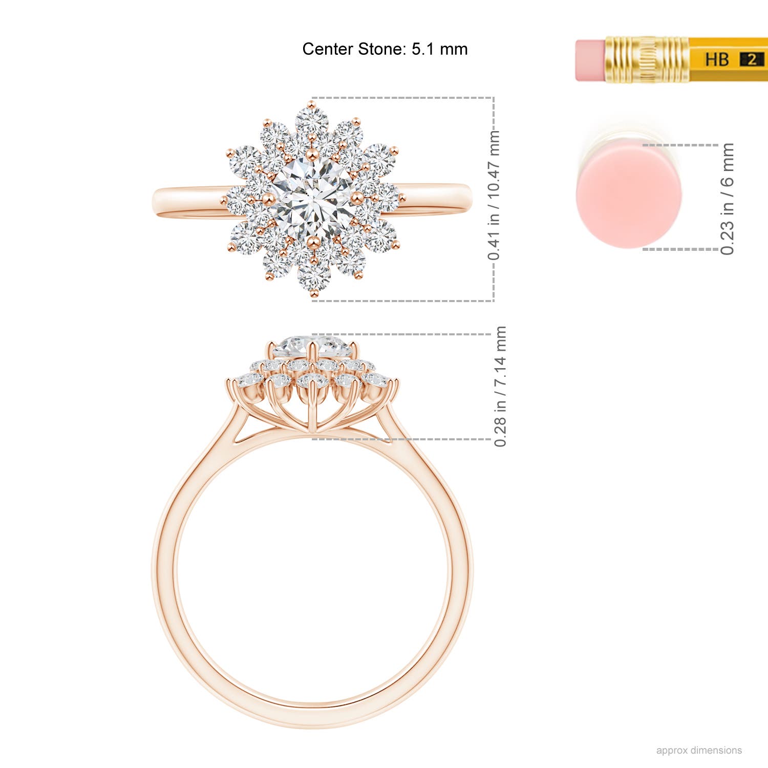 H, SI2 / 1.03 CT / 14 KT Rose Gold