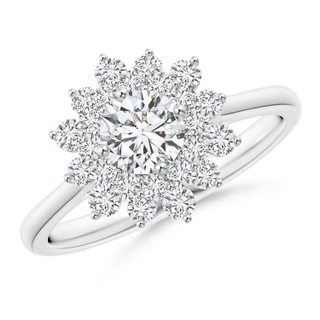 5.1mm HSI2 Classic Double Floral Halo Diamond Ring in White Gold